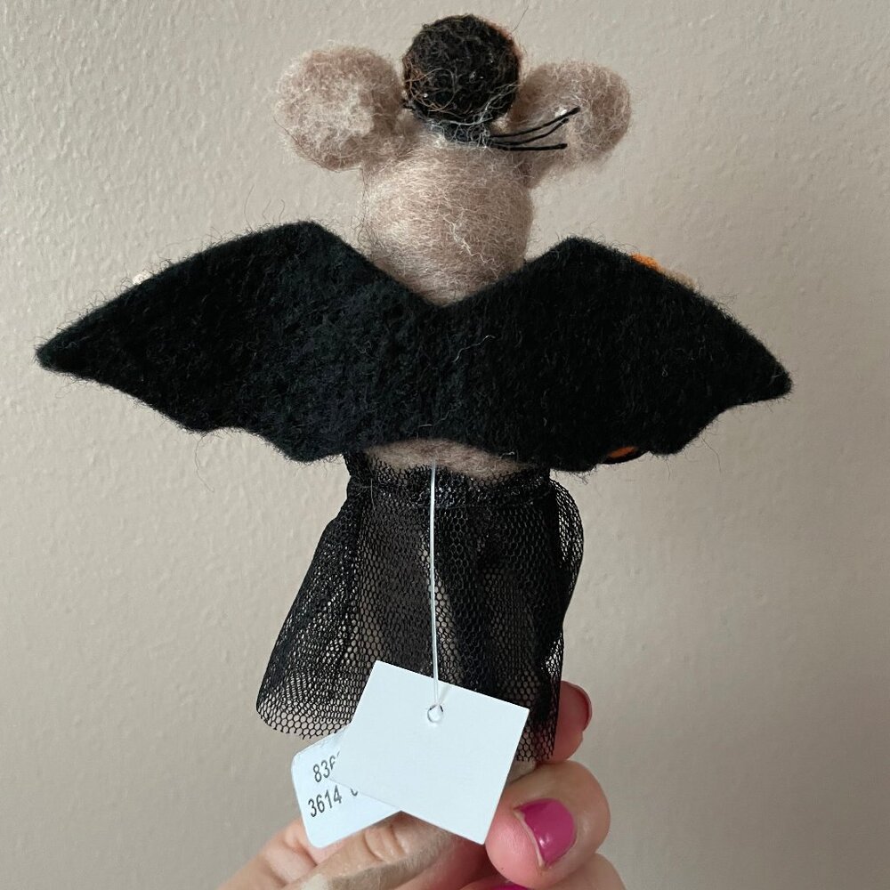 Anthropologie Felted Wool Bat Mouse Ballerina Critter Halloween Fall Decor - Picture 3 of 4